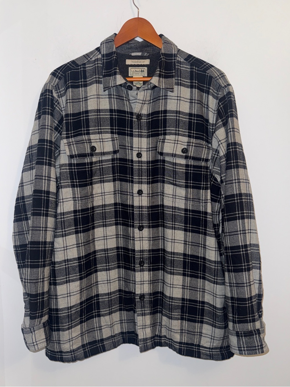 L.L.Bean Men’s Large Fleece Lined Flannel Plaid Shirt Jacket Shacket NWT - Picture 2 of 10